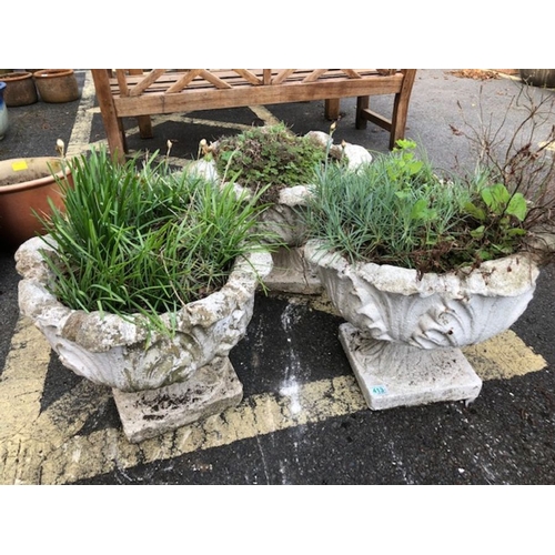 413 - Three white painted garden planters each approx 38cm tall