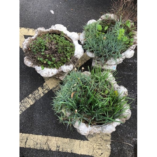 413 - Three white painted garden planters each approx 38cm tall