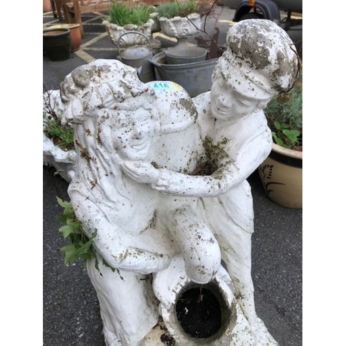 416 - White painted statue garden water feature height 76cm