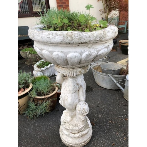 419 - Large garden statue planter total height approx 94cm