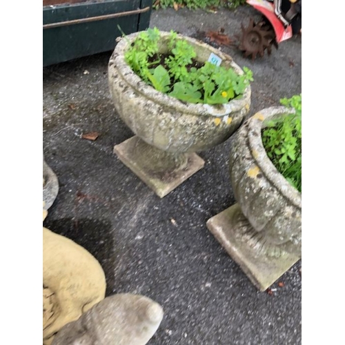 421 - Pair of concrete garden planters approx 34cm tall