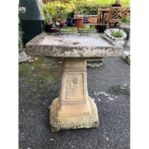 426 - Concrete square Bird bath approx 51cm tall