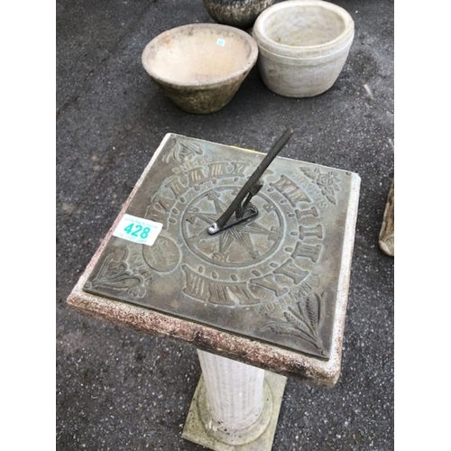 428 - Sundial on square base with central column and Brass sundial marked Sandford Stone approx 93cm tall