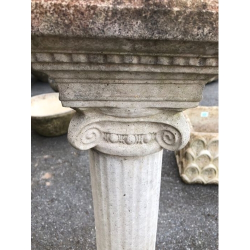 428 - Sundial on square base with central column and Brass sundial marked Sandford Stone approx 93cm tall