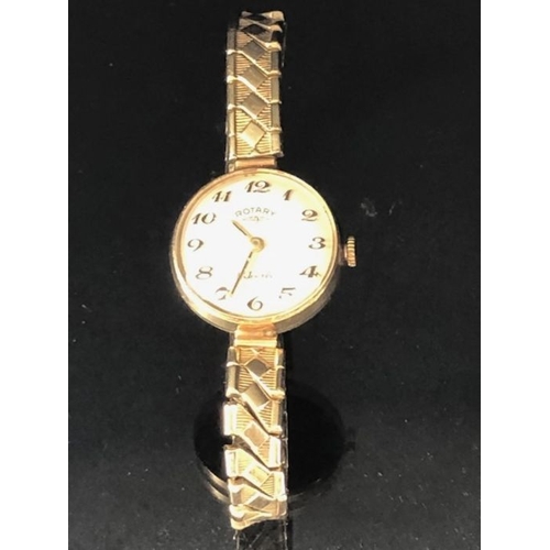 43 - 9ct Gold Cased Rotary Wristwatch with Gold numbers on a gold coloured strap in original case