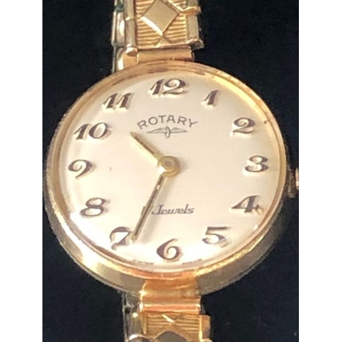 43 - 9ct Gold Cased Rotary Wristwatch with Gold numbers on a gold coloured strap in original case