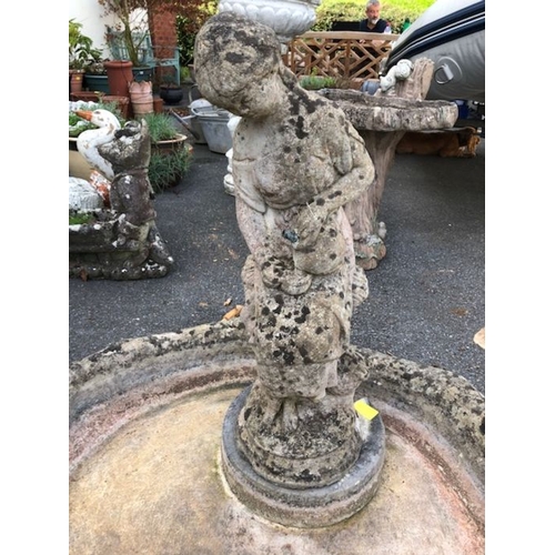 430 - Large garden trough with figure and fountain diameter 91cm