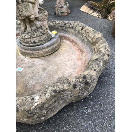 430 - Large garden trough with figure and fountain diameter 91cm