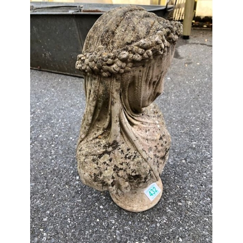 432 - Garden statue of a veiled lady approx 37cm tall