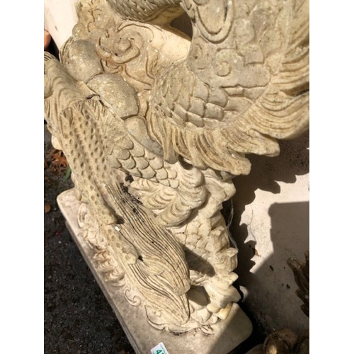 439 - Pair of Garden statues depicting Chinese dragons on Plinths made of resin approx 89 x 54cm