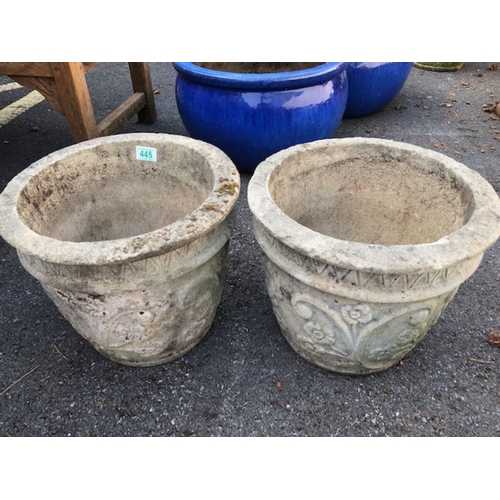 445 - Pair of concrete garden approx 30cm tall