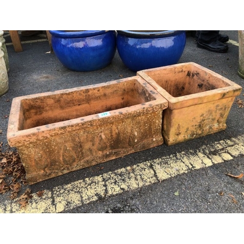 447 - Two terracotta garden planters one square one oblong