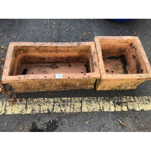 447 - Two terracotta garden planters one square one oblong