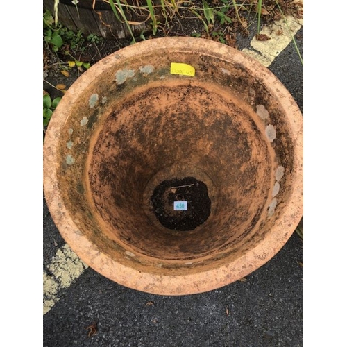 450 - Pair of Large Terracotta planters pots with leaf design height approx 40cm