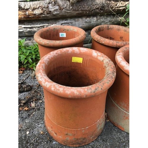 451 - Collection of four matching chimney pots each approx 30cm tall