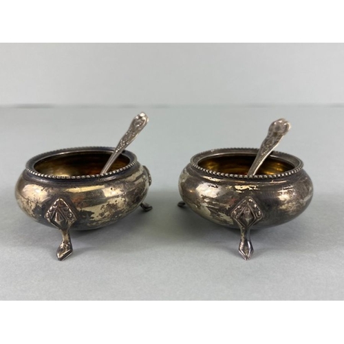 54 - Silver interest, 2 Victorian  English silver Birmingham hallmarked salts with spoons approximately 6... 