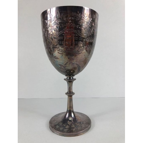 6 - Large Hallmarked Silver Victorian Trophy cup engraved 