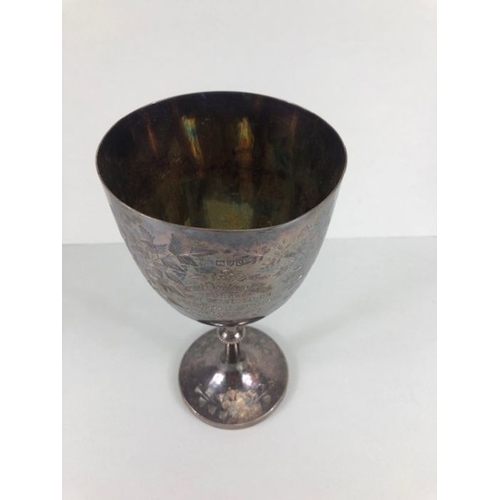 6 - Large Hallmarked Silver Victorian Trophy cup engraved 