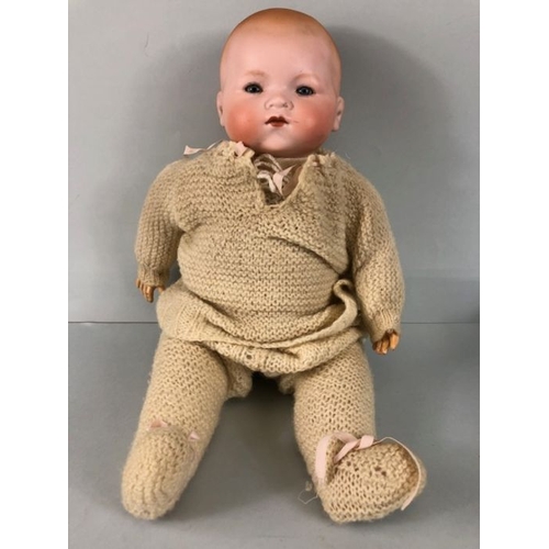 68 - Vintage Doll, early 20th century  Armand Marseille , Bisque head, cloth body baby doll  with cry box... 