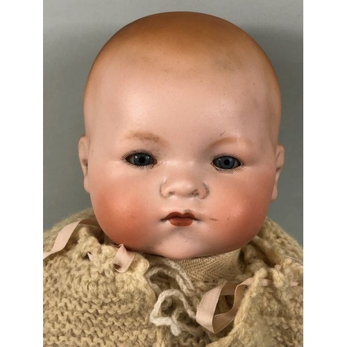 68 - Vintage Doll, early 20th century  Armand Marseille , Bisque head, cloth body baby doll  with cry box... 