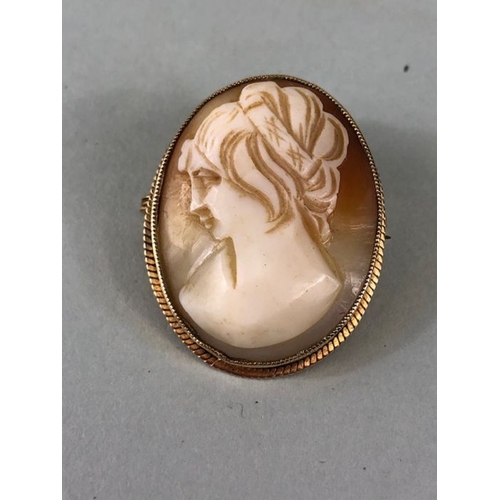 74 - Gold Jewellery, 9ct rose gold watch strap approximately 7.80g and a 9ct gold mounted shell cameo.