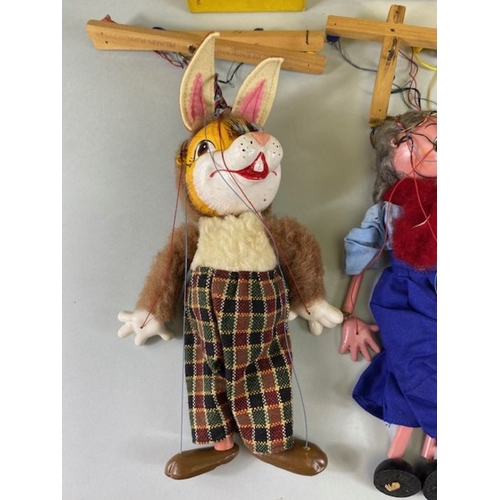 90 - Pelham puppets, 3 20th century Pelham puppets in their boxes being a very scarce Rabbit with checked... 