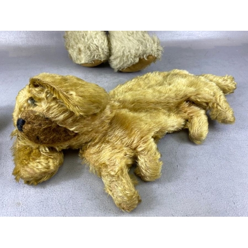 92 - Vintage teddy bears, Mid century large  jointed teddy bear of faux blonde mohair with stitched nose,... 