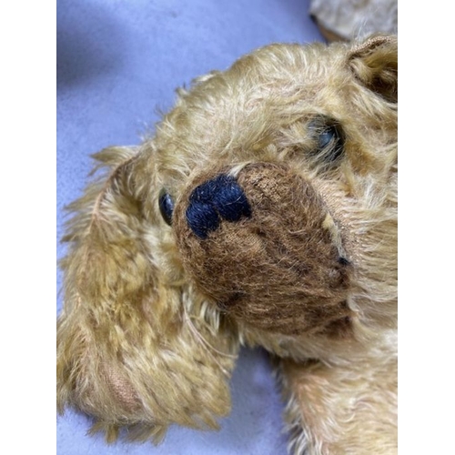 92 - Vintage teddy bears, Mid century large  jointed teddy bear of faux blonde mohair with stitched nose,... 