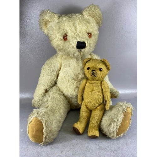 92 - Vintage teddy bears, Mid century large  jointed teddy bear of faux blonde mohair with stitched nose,... 