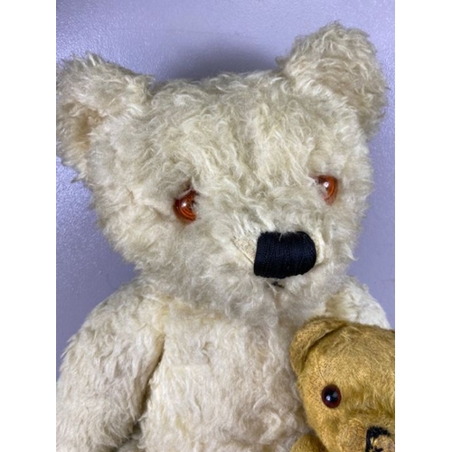 92 - Vintage teddy bears, Mid century large  jointed teddy bear of faux blonde mohair with stitched nose,... 