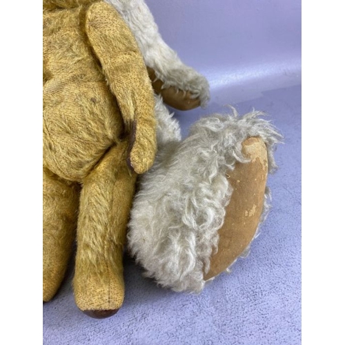 92 - Vintage teddy bears, Mid century large  jointed teddy bear of faux blonde mohair with stitched nose,... 