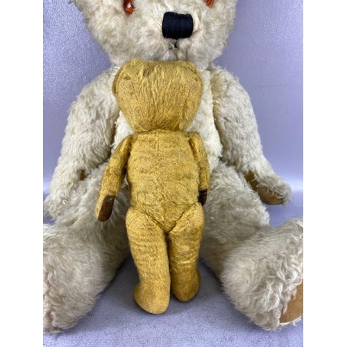 92 - Vintage teddy bears, Mid century large  jointed teddy bear of faux blonde mohair with stitched nose,... 