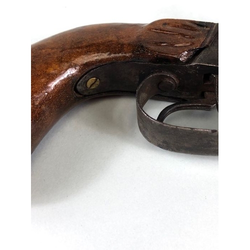 95 - Military interest , Antique 19th century continental twin barrel box lock percussion pistol, with do... 