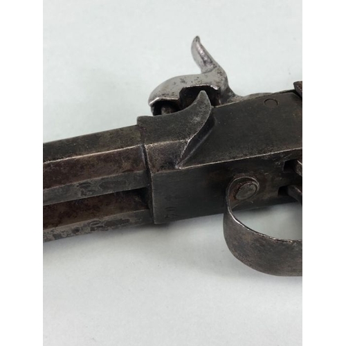 95 - Military interest , Antique 19th century continental twin barrel box lock percussion pistol, with do... 