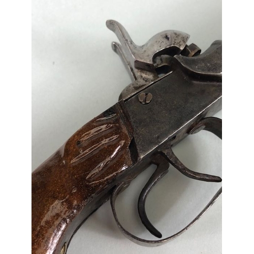 95 - Military interest , Antique 19th century continental twin barrel box lock percussion pistol, with do... 