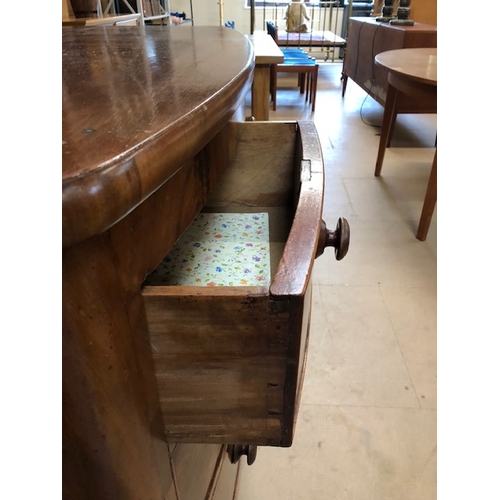 174 - Antique furniture, 19c polished Mahogany Bow fronted chest of drawers, run of two drawers with two a... 