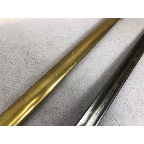 217 - Swords, French Napoleonic style sword, double fullered blade with brass half shell hilt, leather wir... 