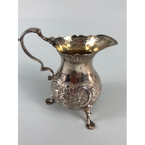 1 - Victorian Silver Hallmarked and repousse cream jug on splayed legs hallmarked for London by maker Be... 