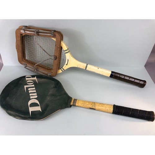 106 - Sporting Interest, 2 Vintage Tennis Rackets, one Slazenger Royal Crown and one Dunlop Green Flash