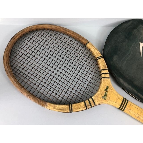 106 - Sporting Interest, 2 Vintage Tennis Rackets, one Slazenger Royal Crown and one Dunlop Green Flash