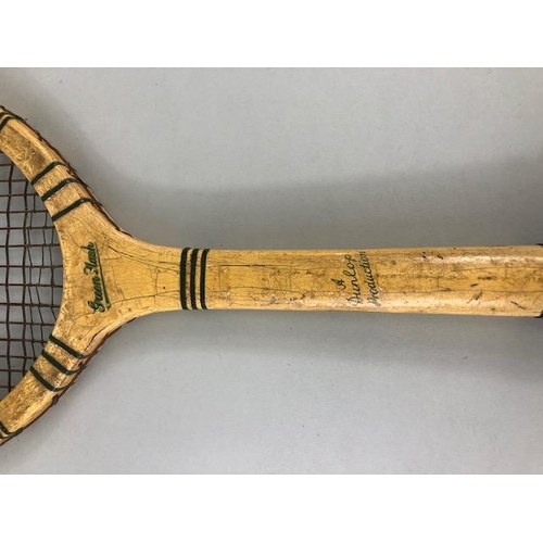 106 - Sporting Interest, 2 Vintage Tennis Rackets, one Slazenger Royal Crown and one Dunlop Green Flash