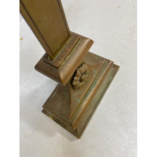 108A - Antique Alter Cross, Large 19th century  brass Celtic trefoil cross on weighted stepped base the arm... 