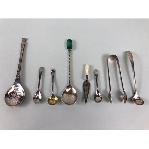 11 - Collection of hallmarked silver spoons, sugar nips, salt spoons etc total eight pieces