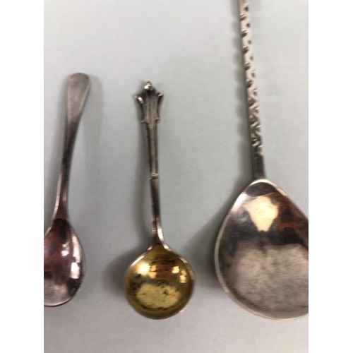 11 - Collection of hallmarked silver spoons, sugar nips, salt spoons etc total eight pieces