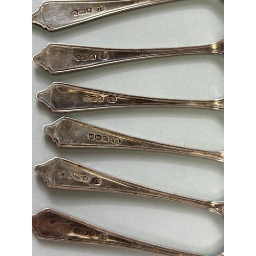 11A - Set of six hallmarked silver spoons hallmarked for Sheffield by maker Eugene Leclere (total weight a... 