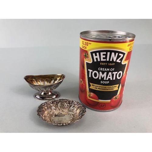 13 - Two hallmarked silver salts one on a pedestal base with gold gilt interior the other on a flat base ... 