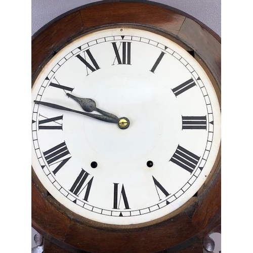 138A - Antique wall clock, Continental wall clock white painted dial with roman numerals and provincial woo... 