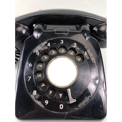 148 - Vintage telephone, Black plastic 1990s ITT dial telephone with plug in cord  A.F