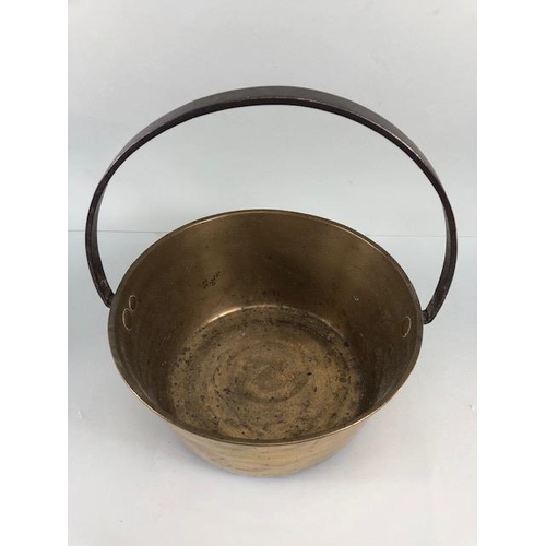 149 - Antique Bronze cooking or maslin pan with steel handle approximately 28cm across