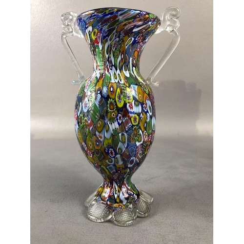 153 - Murano Glass, vintage Millefiori vase of classical form approximately 21cm high a glass clown approx... 